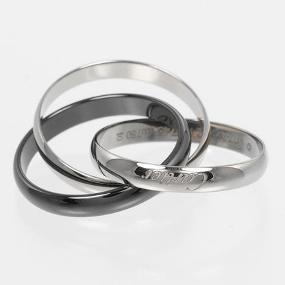 Cartier Trinity 3.4mm (0.13in) Band 18kwhite Gold X Ceramic #22 Men's 7.8g Ring