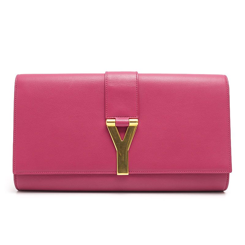 Saint Laurent Wyline Clutch Bag Magenta Pink Leather