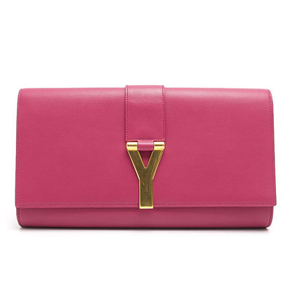 Saint Laurent Wyline Clutch Bag Magenta Pink Leather