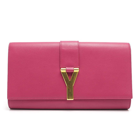 Saint Laurent Wyline Clutch Bag Magenta Pink Leather