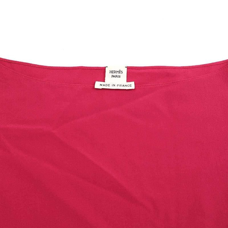 Hermes 19ss Asymmetrical Silk Top 96-7602 Pink 34