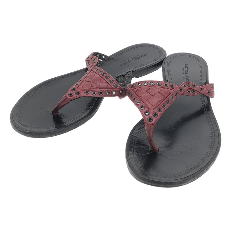 Bottega Veneta Leather Sandals Red Black 35 1 2