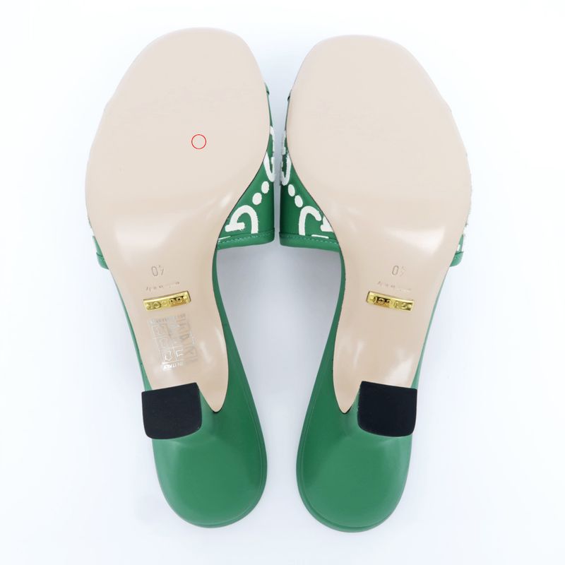 Gucci Adidas Collaboration Sandals Green 722445 Size 40 Mule Heel