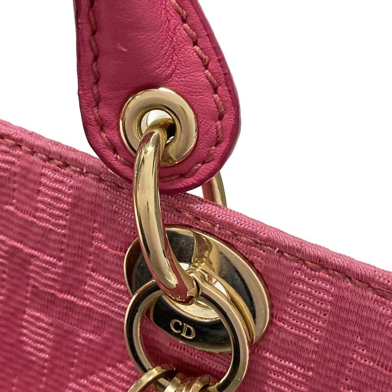 Dior/christian Dior Handbag Canage Stitch Pink Lame Leather