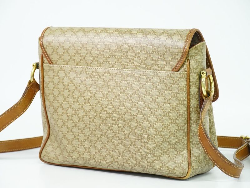 Authentic Celine Macadam Shoulder Bag Pochette PVC Beige Macadam Bag Pre-owned