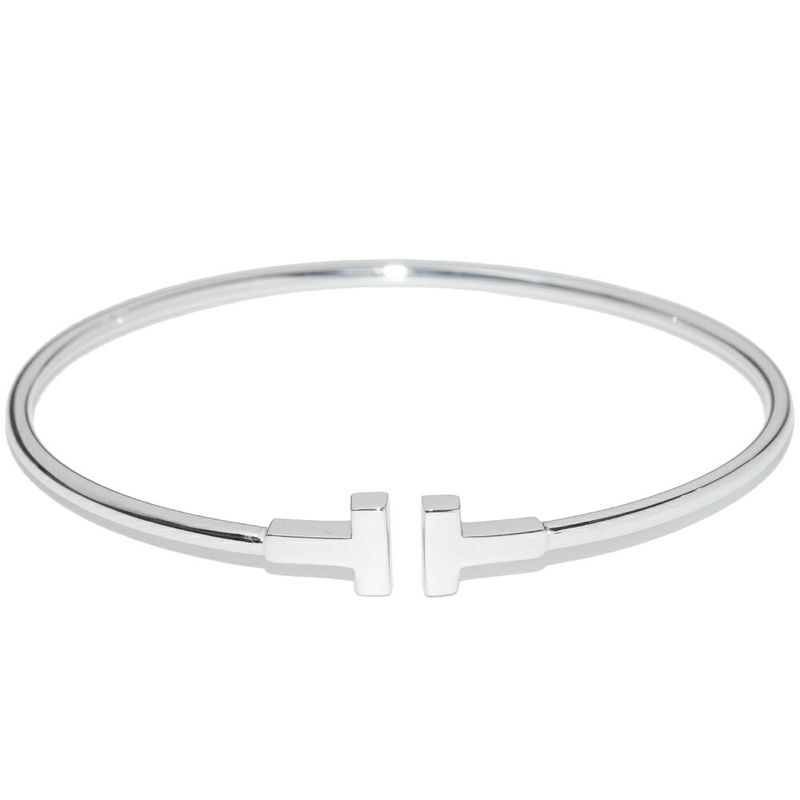 Tiffany & Co Bracelet Bangle 18K White Gold T Narrow Wire Bracelet Small