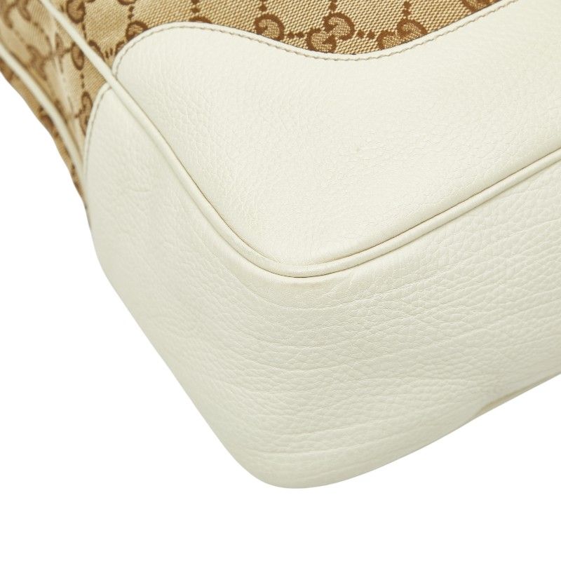 Gucci GG Canvas Bamboo Handbag Shoulder Bag 2WAY 282315 Beige Ivory Canvas