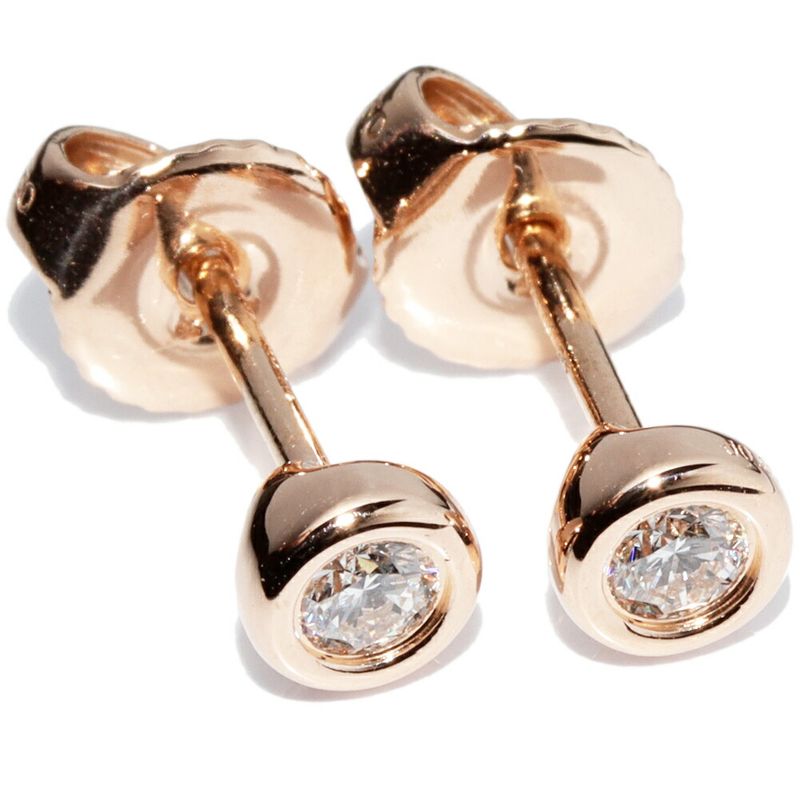 Tiffany & Co Earrings 18K Pink Gold Diamond 014ct Elsa Peretti By-the-yard
