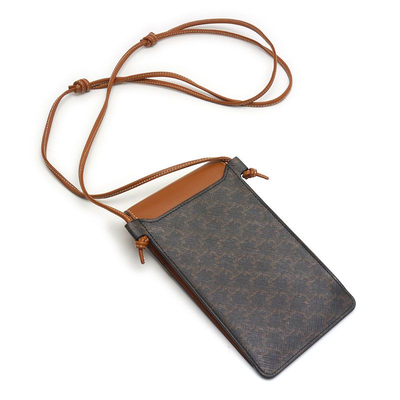 Celine Mobile Pouch With Flap Triomphe Canvas Lambskin