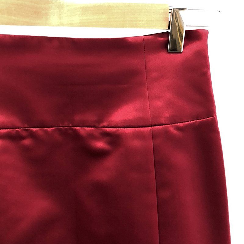 Celine - Silk-blend Satin Side Slit Tight Skirt - 34 - Red - Women