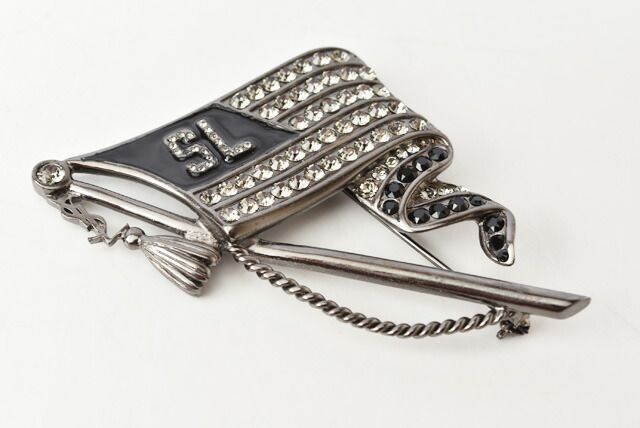 Saint Laurent Pin Brooch Pin Badge Saint Laurent Brooch With Rhinestone Flag