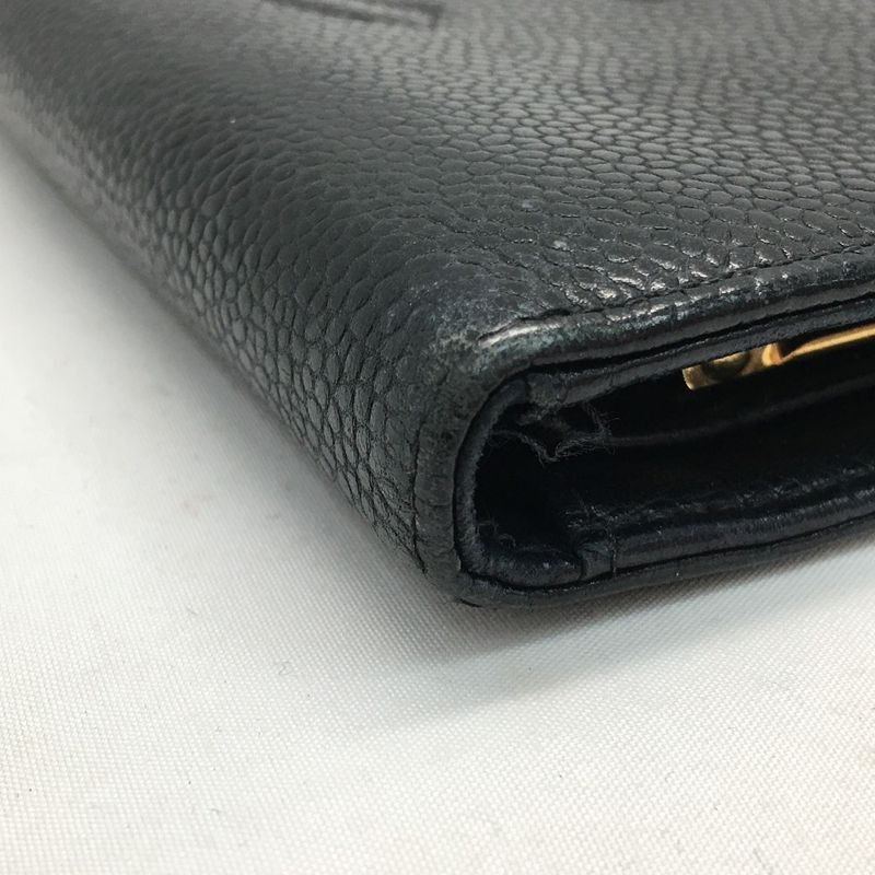 Chanel Women's Bifold Wallet Coco Marc Caviar Skin Black