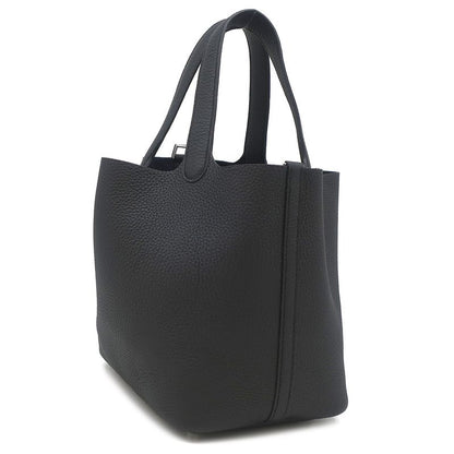 Hermes Handbag Picotin Lock MM Taurillon Clemence Black Silver Hardware Never