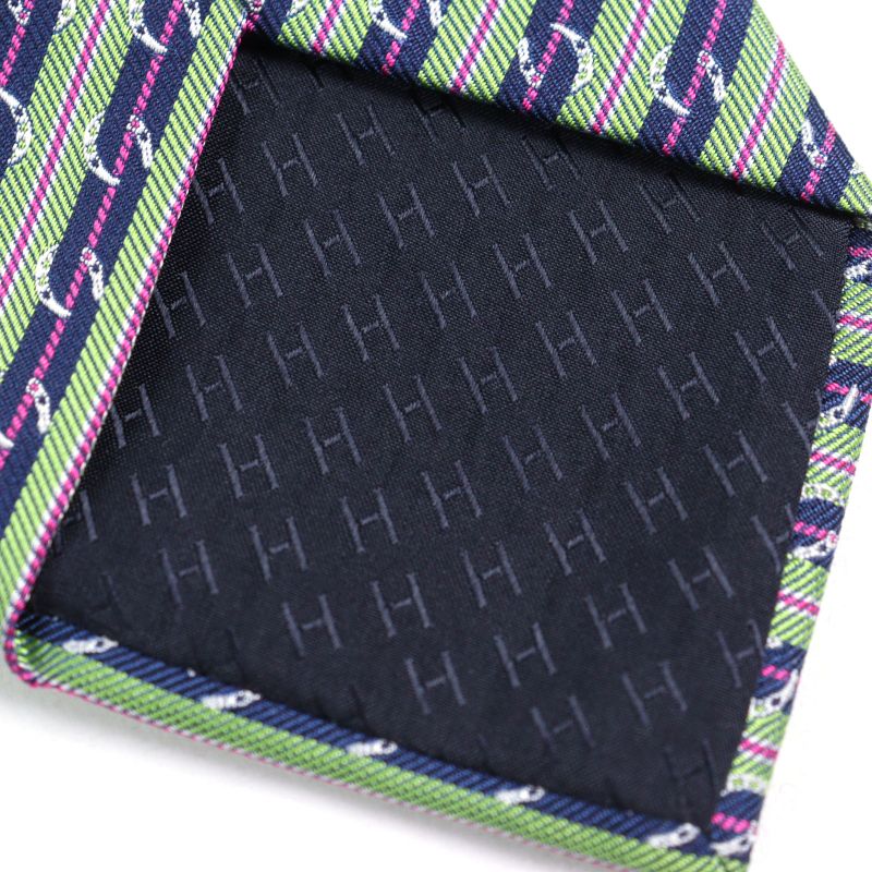 Hermes 659087t Cravate SOIE Lourde 100% Cravat Silk Pomme Marine Fuchsia