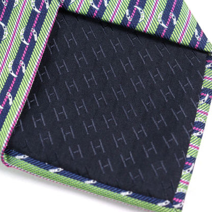 Hermes 659087t Cravate SOIE Lourde 100% Cravat Silk Pomme Marine Fuchsia