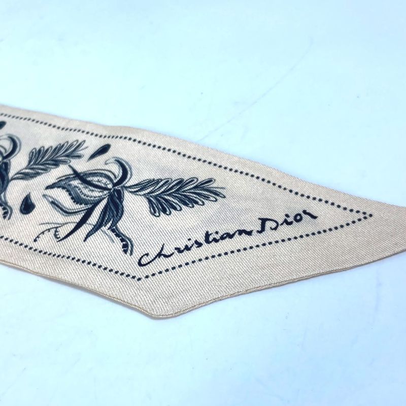 DIOR Scarf Logo Mitzvah Silk Beige