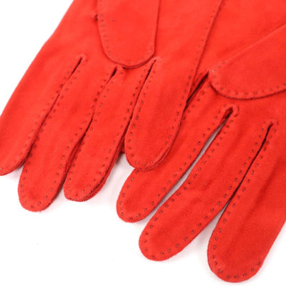 Hermes H Lift Suede Leather Gloves Fashion Accessories Orange 7 Made In France