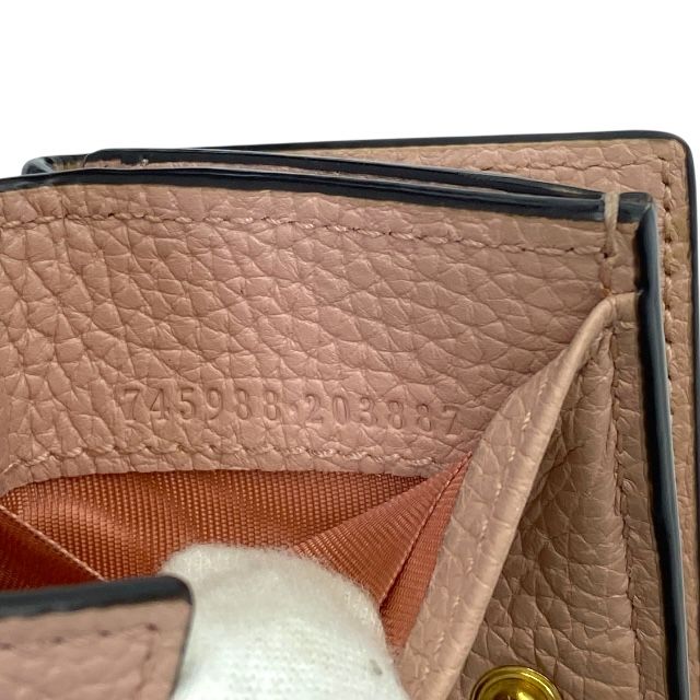 Gucci 745988 Horsebit Trifold Wallet Compact Wallet Leather Pink Logo Pink