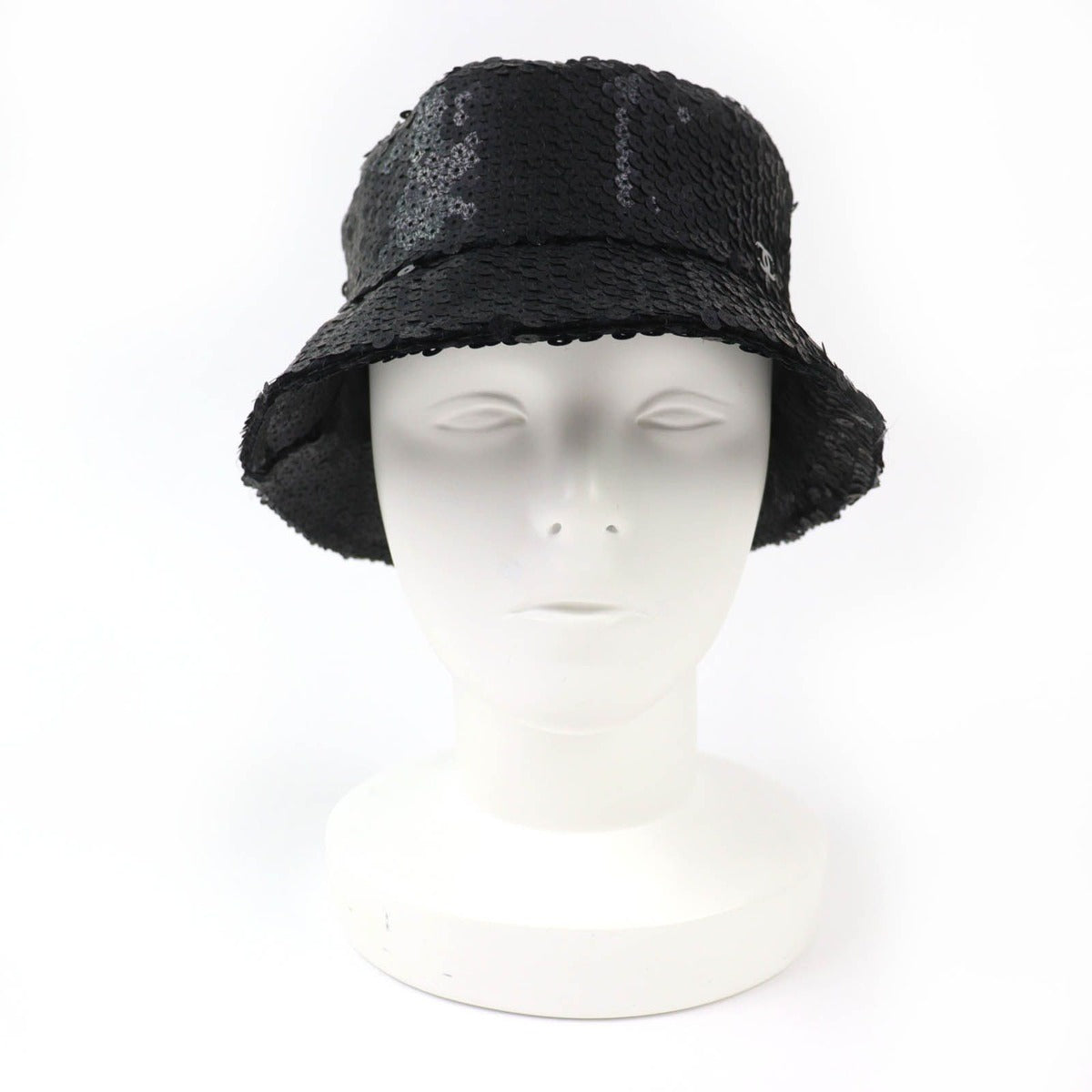 Chanel 23C CC Logo Sequin Design Bucket Hat Black M — view 2
