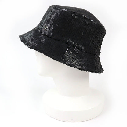 Chanel 23C CC Logo Sequin Design Bucket Hat Black M — view 3