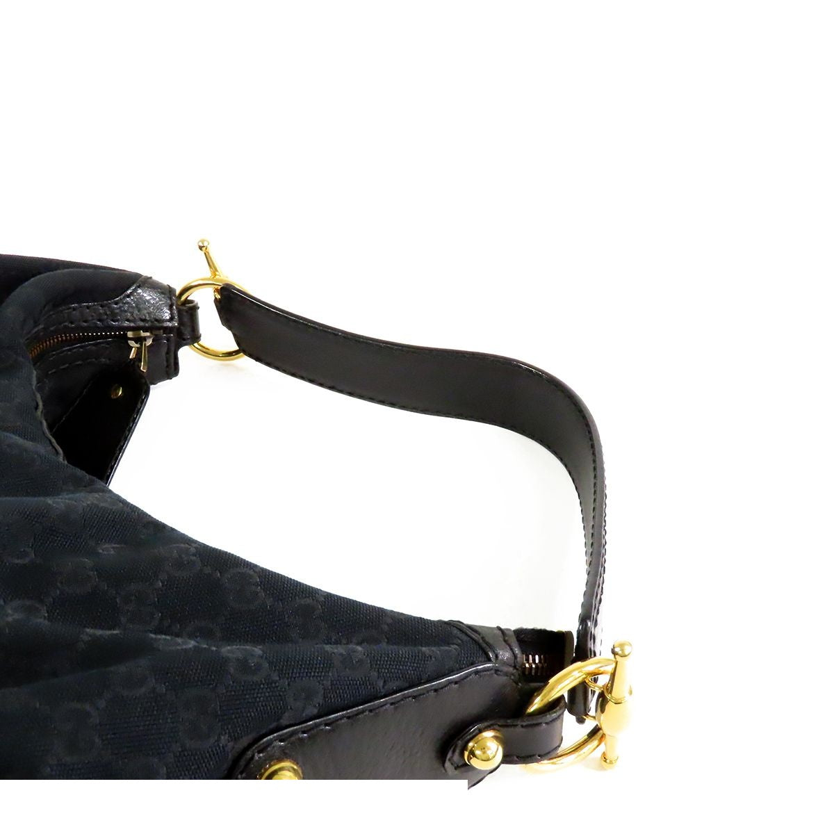 Gucci Jackie Black GG Canvas Leather Hobo Studs Shoulder Bag — view 4