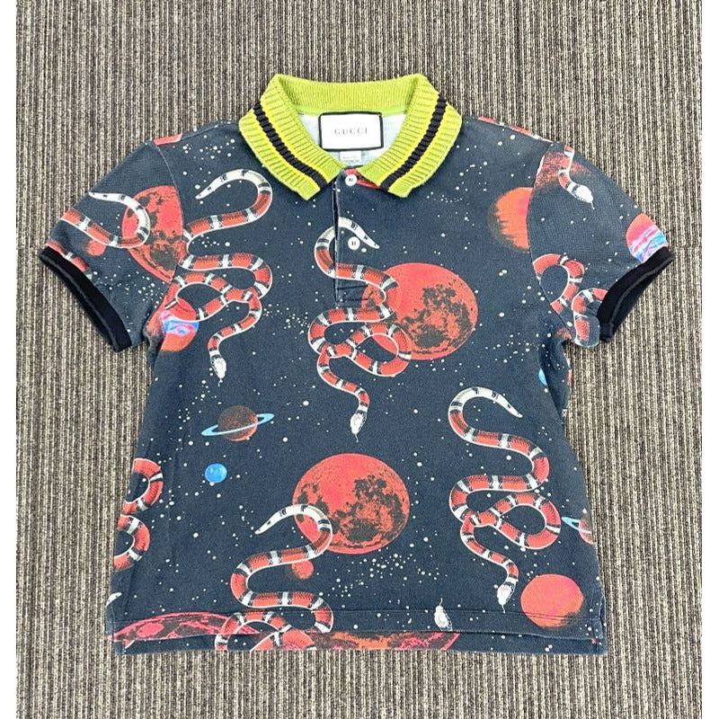 Gucci Space Animals Polo Shirt XS Size Snake Dark Navy
