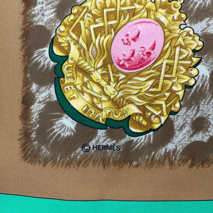 Hermes Carre 90 Casques Et Plumets Faceless Helmet Green Scarf 100% Silk — view 8