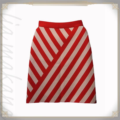 Gucci Striped Skirt Bottoms Wool Red Ivory xs Italy