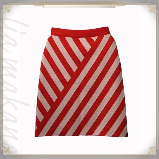 Gucci Striped Skirt Bottoms Wool Red Ivory xs Italy