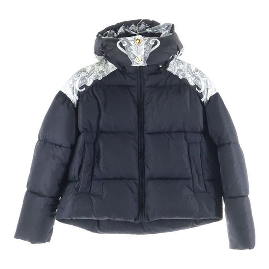 Versace Medusa Button Hooded Nylon Padded Jacket Black White 1