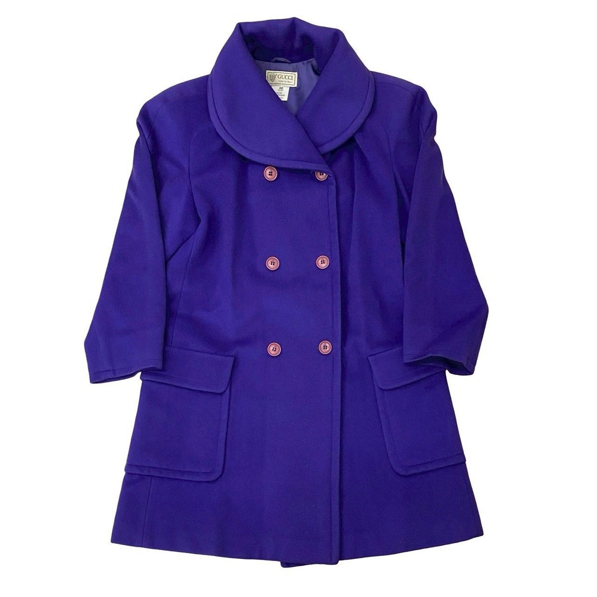 Gucci Vintage Wool Cashmere Double Breasted Coat Jacket 38