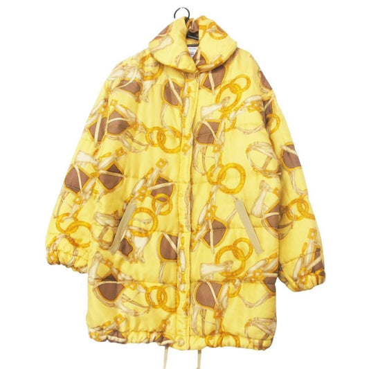 Celine Vintage Horse Tack Print Batting Coat Yellow
