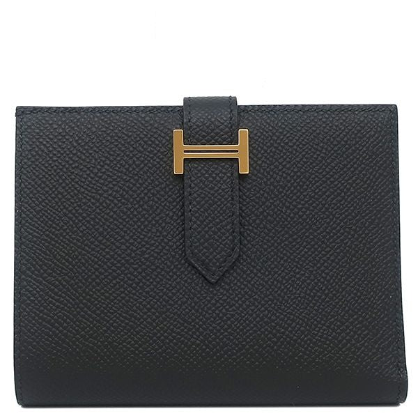 Hermes Bifold Wallet Bearn Compact Veau Epsom Black Gold