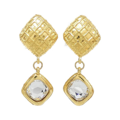Chanel Vintage Earrings Gold Crystal