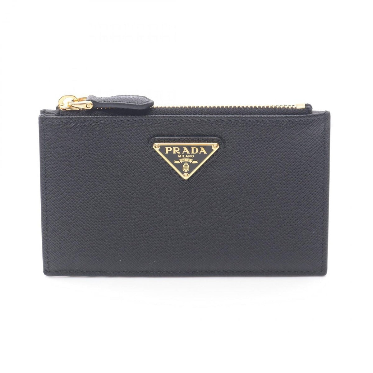 Prada Card Case Saffiano Triang 1 Mc086 Qhhf 0002 Nero Leather