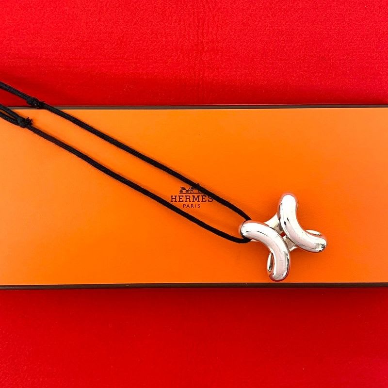 Hermes Lima GM Silver 925 Necklace Pendant Choker Accessory 261-2