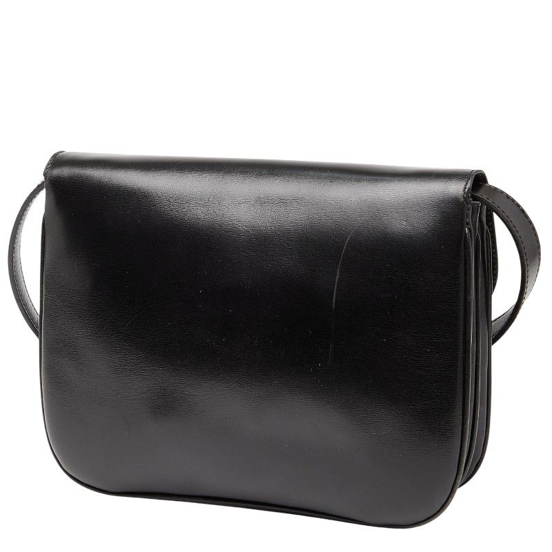 Celine Triomphe Crossbody Shoulder Bag Black Leather Women's Celine