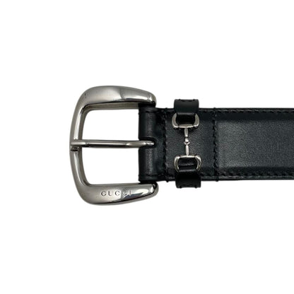 Gucci Belt Mini Horsebit Leather Black Silver — view 3