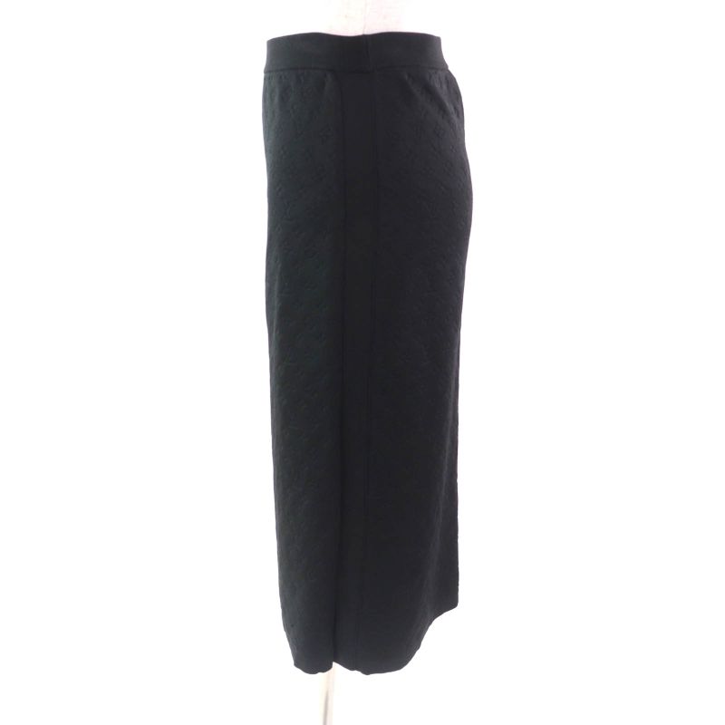 Louis Vuitton 23SS Silk Blend Monogram Embossed Knee Length Tight Skirt Black M