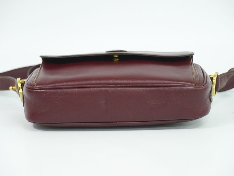 Authentic Cartier Must Line Shoulder Bag Pochette Leather Bordeaux Must Line