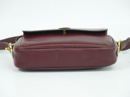 Authentic Cartier Must Line Shoulder Bag Pochette Leather Bordeaux Must Line