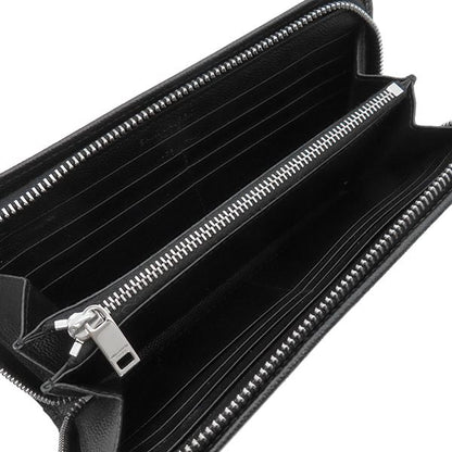 Saint Laurent Long Wallet Round Zipper Long Wallet Grain Leather Black Silver