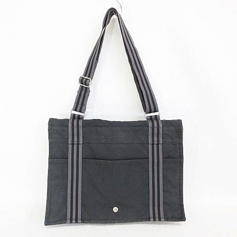 Hermes Fourre Tout Besace MM Shoulder Bag Cotton Canvas Black Gray