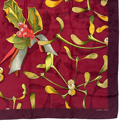 Hermes Scarf Silk Carre 90 Neige D'antan Last Year's Snow Red — view 5