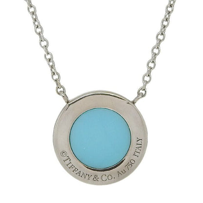 Tiffany & Co T TWO Circle Turquoise Necklace 18K White Gold 750 White Gold