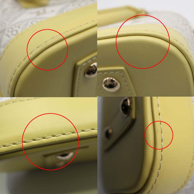 Louis Vuitton Alma BB M53476 Canvas Leather Light Gray Yellow Handbag
