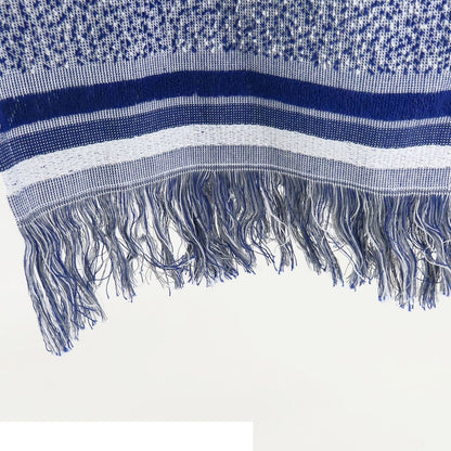 Chanel Pile Scarf Blue White Cotton — view 7