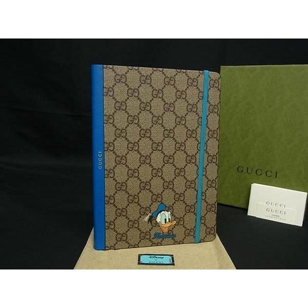Gucci Disney Collaboration Donald Duck GG Pattern Leather Notebook