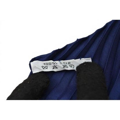 Hermes Scarf Pleated Carre Shawl Diamond Twill Tropical Fish Marine Blue — view 7