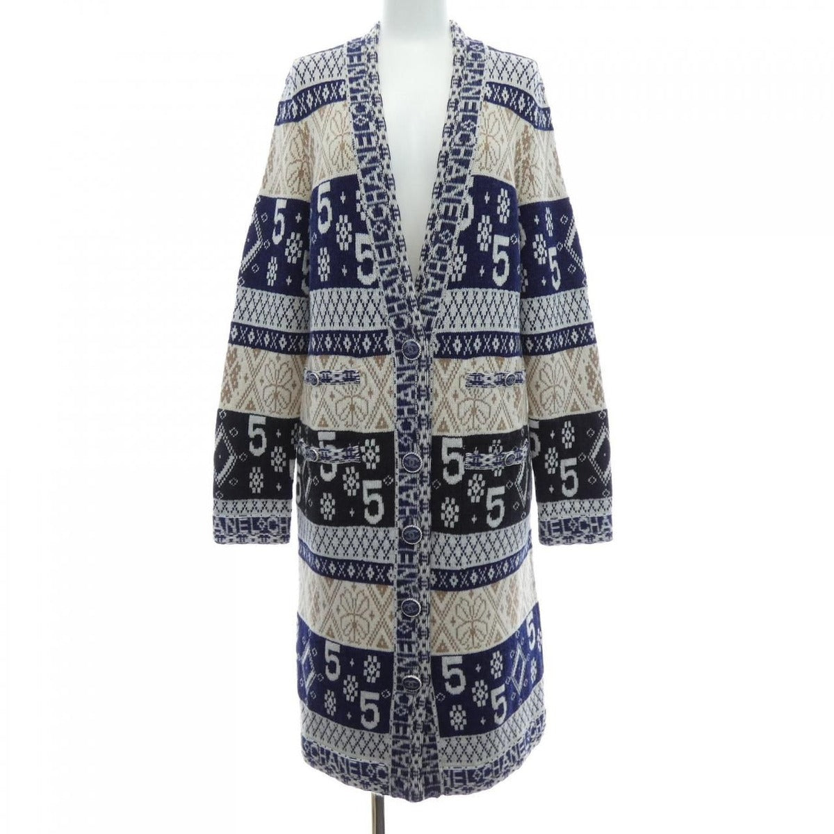 Chanel Long Cardigan Cashmere Beige